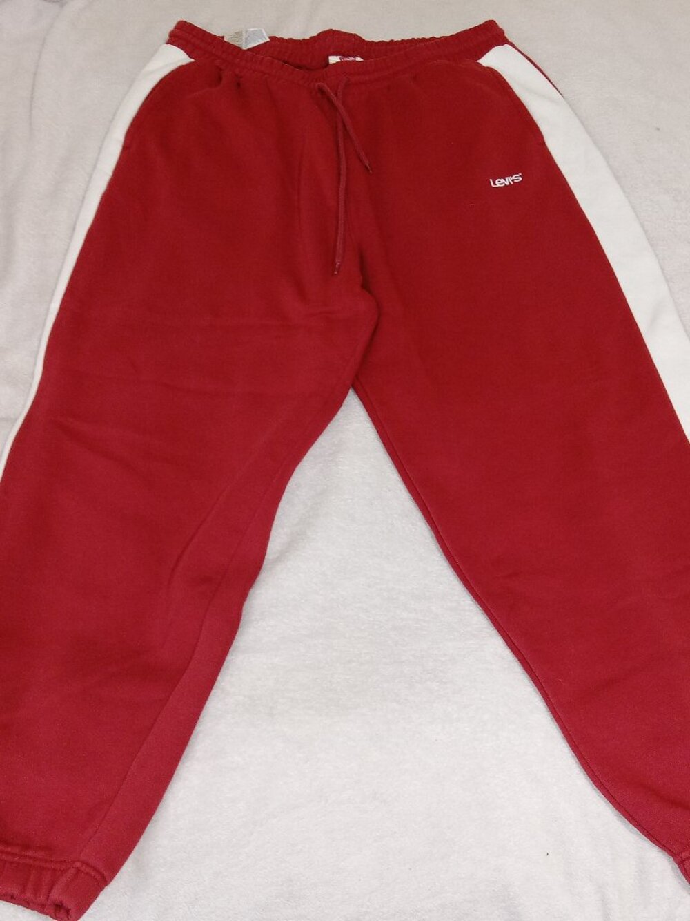 Levi’s Men’s Jogger Sweatpants XXL Red Gray Side Panels Drawstring Gym Casual